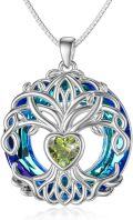 wholesale TOUPOP Gifts For Women 925 Sterling Silver Tree Of Life Birthstone Necklace With Crystal Birthday Jewelry Gifts For Women, Sterling Silver, No Gemstone -0-0