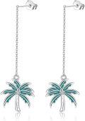 wholesale 925 Sterling Silver Palm Tree Enamel Drop Earrings-0-0
