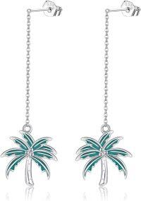 wholesale 925 Sterling Silver Palm Tree Enamel Drop Earrings-Palm Tree