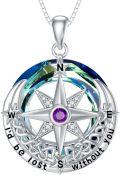 wholesale TOUPOP Graduation Gifts For Her, Sterling Silver Birthstone Compass Necklace Celtic Knot Jewelry Gifts For Her Girlfriend Wife, I'd Be Lost Without You -0-0