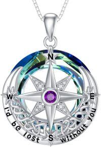 wholesale TOUPOP Graduation Gifts For Her, Sterling Silver Birthstone Compass Necklace Celtic Knot Jewelry Gifts For Her Girlfriend Wife, I'd Be Lost Without You -undefined