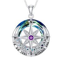 TOUPOP Sterling Silver Birthstone Compass Necklace, Celtic Knot Jewelry-undefined