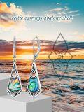 wholesale 925 Sterling Silver Abalone Shell Drop Earrings with Celtic Knot Design-0-4