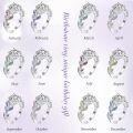 wholesale  Sterling Silver Birthstone Adjustable Open Ring for Women -0-6
