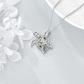 wholesale 925 Sterling Silver Turtle Green Agate Pendant Chain Necklace  for Women Girls-0-1