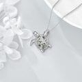 wholesale 925 Sterling Silver Turtle Green Agate Pendant Chain Necklace  for Women Girls-0-1