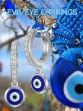 wholesale 925 Sterling Silver Evil Eye CZ Dangle Hoop Earrings for Women Gifts-0-1