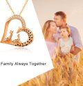 wholesale Rose Gold 925 Sterling Silver Giraffe Family in Heart Shape Pendant Necklace for Women Mom Grandma-0-5