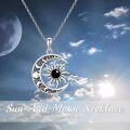 wholesale 925 Sterling Silver Sun and Moon Pendant with Turquoise Lapis Lazuli & Black Onyx Necklaces for Women s 48 Chain Length-0-5