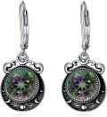 wholesale Sterling Silver Amethyst Ruby Sapphire Emerald Moonstone Moon Phase Leverback Earrings-0-5