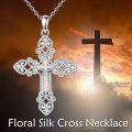 wholesale 925 Sterling Silver Opal Celtic Cross Pendant Necklace for Women Boho s-0-5