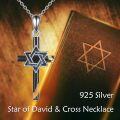 wholesale 925 Sterling Silver Star of David Key Pendant Necklace for Men Women Jewish Gift-0-2