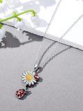 wholesale 925 Sterling Silver Daisy Flower & Ladybug Pendant Necklace for Women-0-3