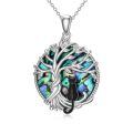 TOUPOP Sterling Silver Blue Crystal Cute Cats Tree Of Life Pendant Necklace-0-0