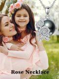 wholesale 925 Sterling Silver Black Freshwater Pearl with Roses Pendant Necklace for Women-0-1