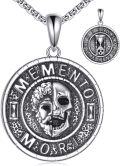 wholesale 925 Sterling Silver Memento Mori Skull Pendant Necklace for Men Gothic s-0-0