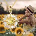 wholesale 925 Sterling Silver Yellow Citrine & White Abalone Shell Sun Pendant Necklace for Women-0-2