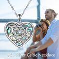 wholesale 925 Sterling Silver Heart Celtic Knot Abalone Shell Inlay Pentagram Pendant Necklace for Women Girls Wicca s 43cm Chain Length-0-5