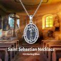 wholesale Sterling Silver Protection Necklace with St Anthony Francis Joseph Peregrine Raphael Sebastian Medal Christian Gifts-0-1