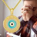 wholesale Gold 925 Sterling Silver Evil Eye Locket Photo Frame Pendant Necklace for Women Gifts-0-4
