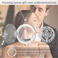 wholesale S925 Sterling Silver Rose Floating Locket Necklace with DIY Birthstones Set – Adjustable Chain, Double-Sided Glass, Hypoallergenic Gift for Women-0-3