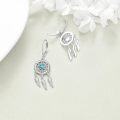 wholesale 925 Sterling Silver Dreamcatcher Feather Drop Earrings with Turquoise and Blue Stone s for Women-0-4