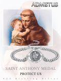 wholesale 925 Sterling Silver Saint Anthony Medal Charm Bracelet for Men with Extender Chain - Pray For Us Design-0-5