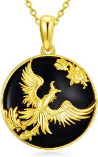 wholesale 925 Sterling Silver Black Onyx Phoenix Risen From Ashes Pendant Necklace - Mother's Day Gift for Her-Z-Black Onyx