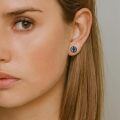 wholesale 925 Sterling Silver Black Gold Cross Turquoise Rune Stud Earrings-0-4
