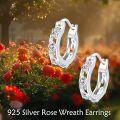 wholesale 925 Sterling Silver Floral Rose Design Hypoallergenic Small Hoop Earrings for Women-0-1