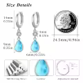 wholesale 925 Sterling Silver Larimar Teardrop Dangle Huggie Earrings Wholesale with CZ Accents - 925 Sterling Silver Jewelry for Women and Girls (S9025)-0-1