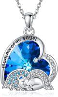 wholesale 925 Sterling Silver Blue Crystal Angel Baby Memorial Necklace for Women - Miscarriage Infant Loss Gift for Mom-0-0