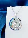 TOUPOP Sterling Silver Blue Crystal Elephant Necklace For Women-0-4