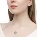 wholesale 925 Sterling Silver Heart-Shaped Blue Enamel Floral Pendant with Photos and Forget Me Not Inscription - Memory Lockets for Women-0-4