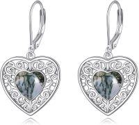 wholesale Sterling Silver Onyx Peridot Pink Moss Agate Turquoise Lapis Lazuli Heart Earrings-Moss Agate Earrings