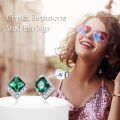 wholesale  Sterling Silver Cubic Zirconia Crystal Birthstone Stud Earrings, Emerald Green May Gemstone Jewelry Gifts for Women-0-4