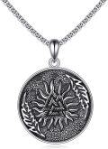 wholesale 925 Sterling Silver Round Sunflower Pendant Necklaces for Men Gothic Punk Gifts for Boys and Husbands-0-0