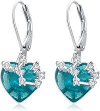 wholesale 925 Sterling Silver Birthstone 12 Constellations Heart Dangle Earrings-12-Dec-Sagittarius(11.23-12.21)