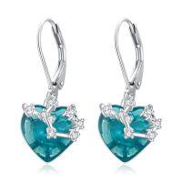 wholesale 925 Sterling Silver Birthstone 12 Constellations Heart Dangle Earrings-12-Dec-Sagittarius(11.23-12.21)
