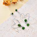 wholesale 925 Sterling Silver Heart-Shaped Green Jade Drop Dangle Stud Earrings for Women Gifts for Mom and Wife-0-1