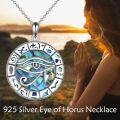 wholesale 925 Sterling Silver Abalone Shell Eye of Horus Scarab Pendant Necklace-0-5