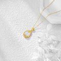 wholesale 14K Gold White Opal Teardrop Filigree Pendant Necklace (16-18)-0-3