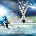 wholesale 925 Sterling Silver Black Onyx Baseball Bat Sports Pendant Necklace for Women Girls-0-4