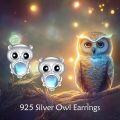 wholesale 925 Sterling Silver Blue Moonstone Owl Stud Earrings-0-5