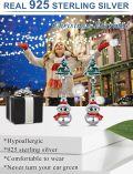 wholesale 925 Sterling Silver Christmas Tree Snowman Drop Earrings Holiday Gift for Her-0-5