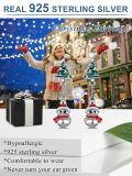 wholesale 925 Sterling Silver Christmas Tree Snowman Enamel Cz Drop Earrings-0-5