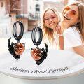 wholesale Sterling Silver Skeleton Hand Skull Hoop Earrings Halloween Gothic Jewelry Gifts-0-29