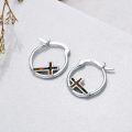 wholesale 925 Sterling Silver 925 Opal Inlay Cross Huggie Hoop Earrings - Women's Jewelry-0-3