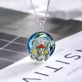 wholesale 925 Sterling Silver Mushroom Squirrel Pendant Necklaces Wholesale for Women Girls Gifts Crystal Birthstone Jewelry Mothers Day Presents-0-1