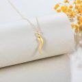 wholesale 14K Gold Diamond Angel Wing Cross Horn Pendant Necklace for Women Fine s-0-2